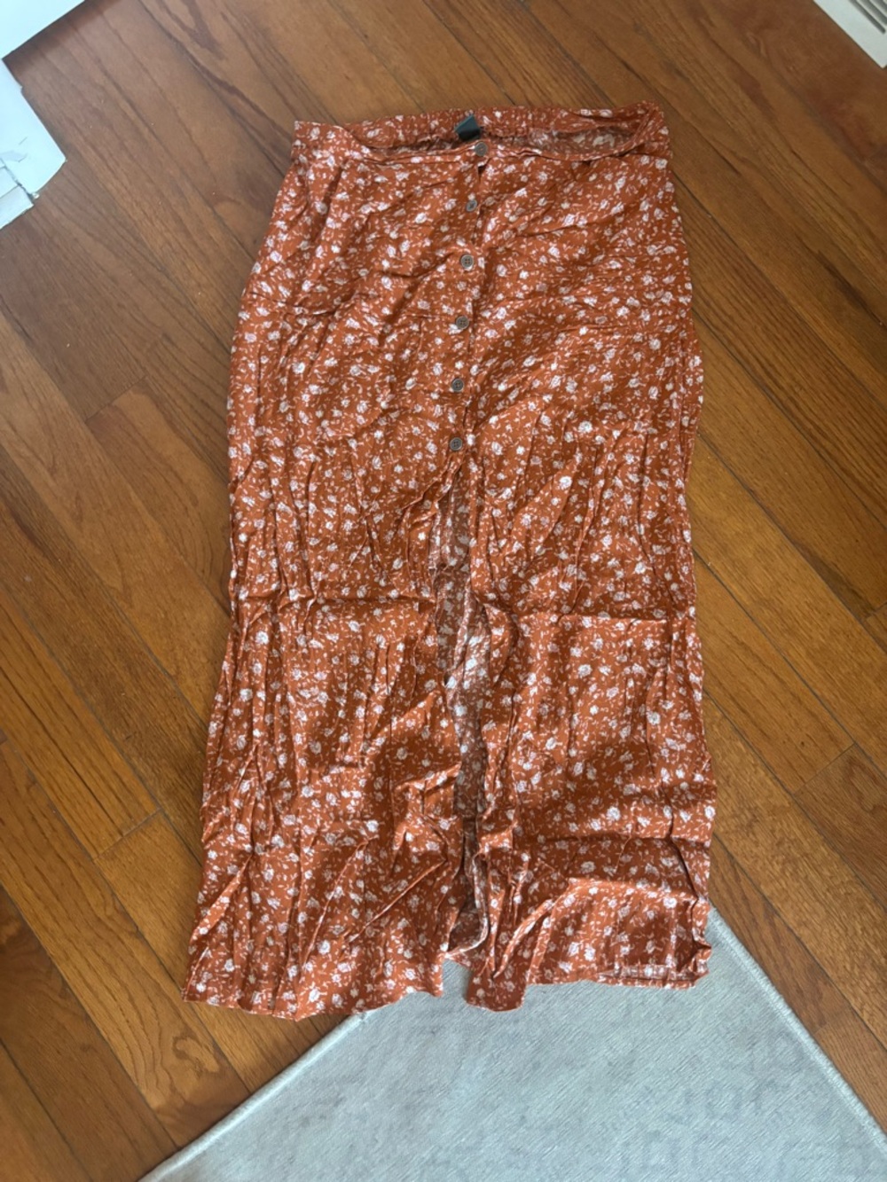 wild fable Rust Floral Tiered Maxi Skirt